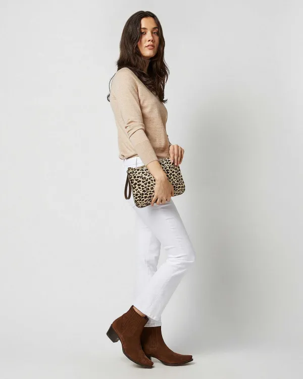 Clearance Ann Mashburn Zip Clutch White Leopard Printed Pony