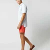 Fashion Sid Mashburn Zip-Front Mid-Length Swim Short Coral Nylon